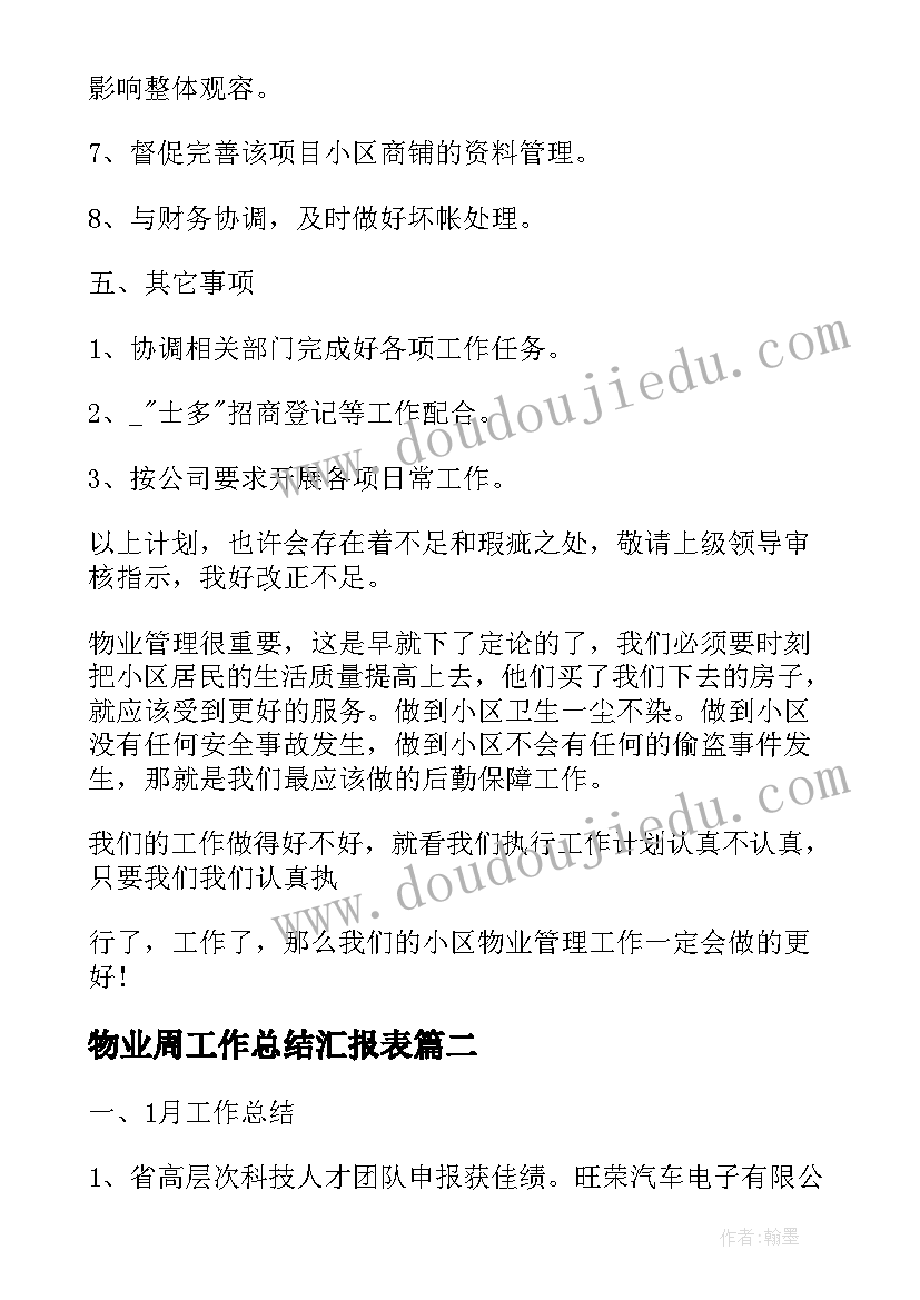 物业周工作总结汇报表(优秀11篇)