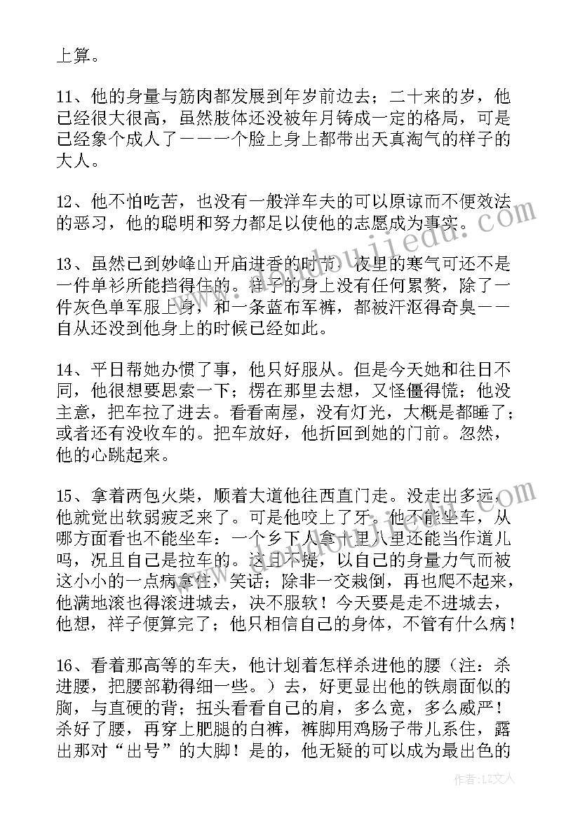 骆驼祥子摘抄感悟好词 骆驼祥子好词好句赏析(实用9篇)