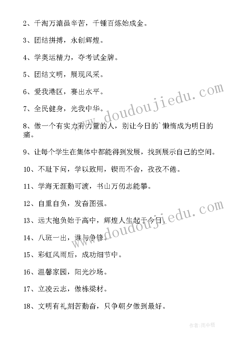 班级文化墙标语八个字励志(优秀18篇)