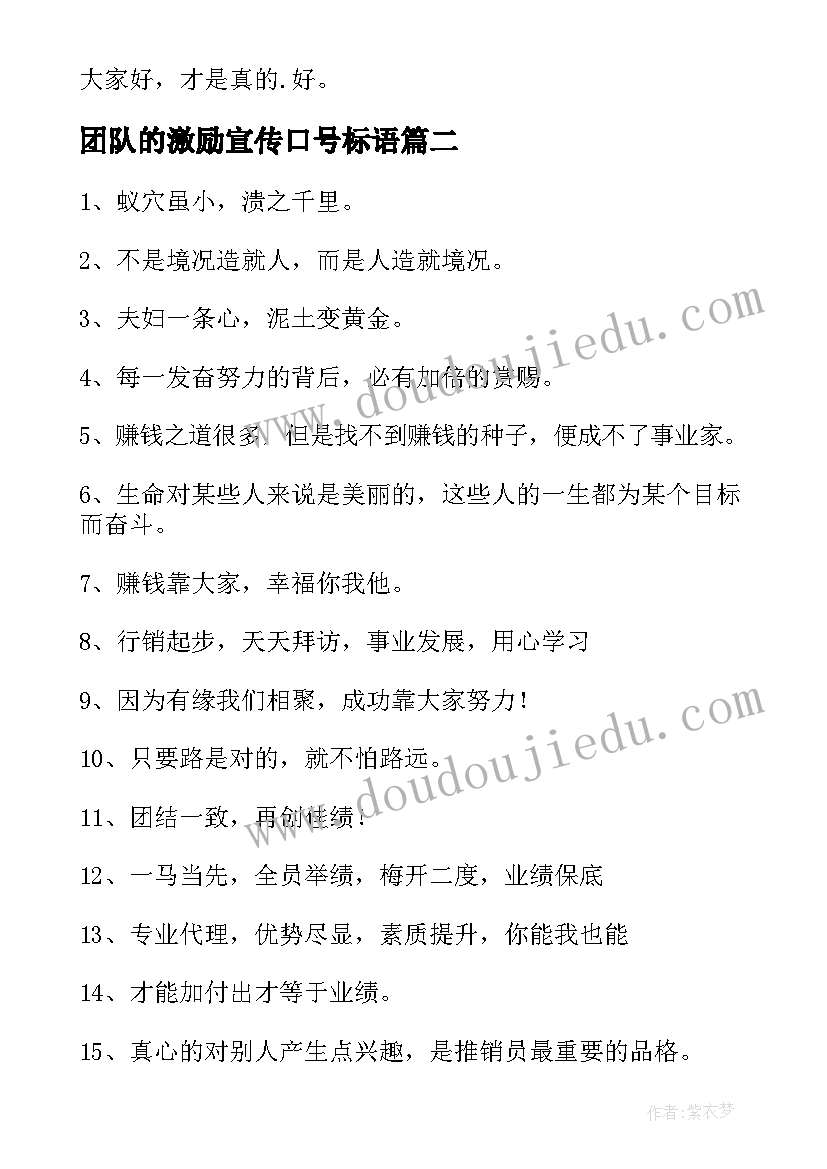 最新团队的激励宣传口号标语(大全8篇)