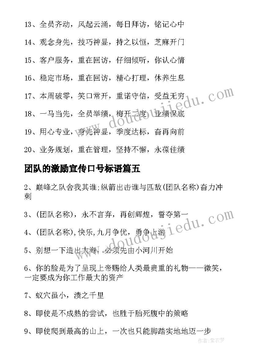 最新团队的激励宣传口号标语(大全8篇)