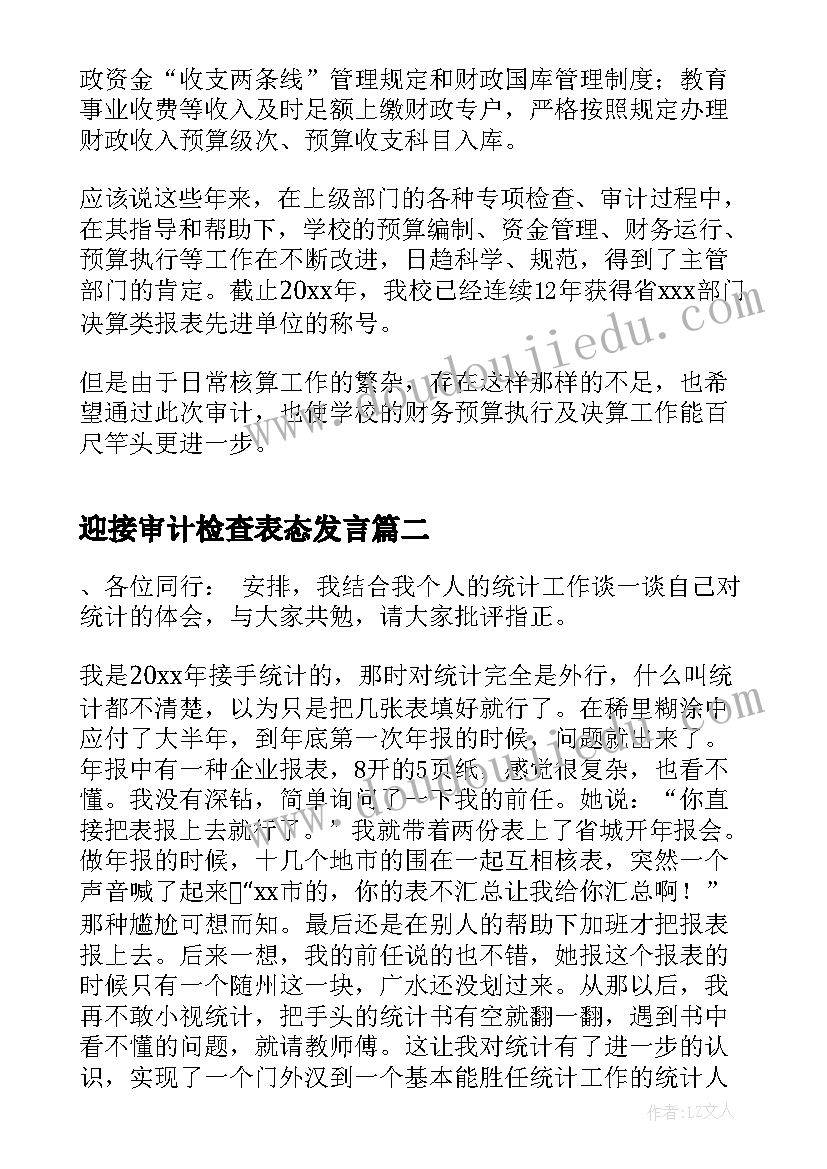 2023年迎接审计检查表态发言(大全8篇)