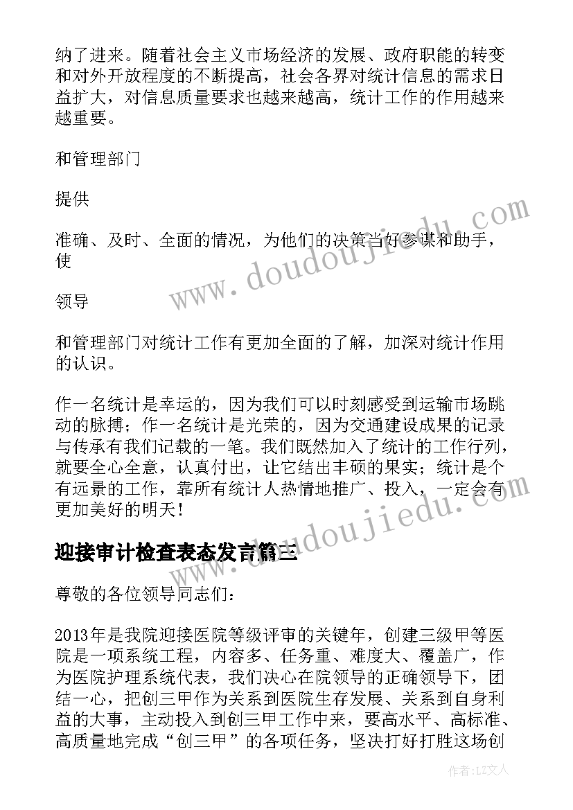 2023年迎接审计检查表态发言(大全8篇)