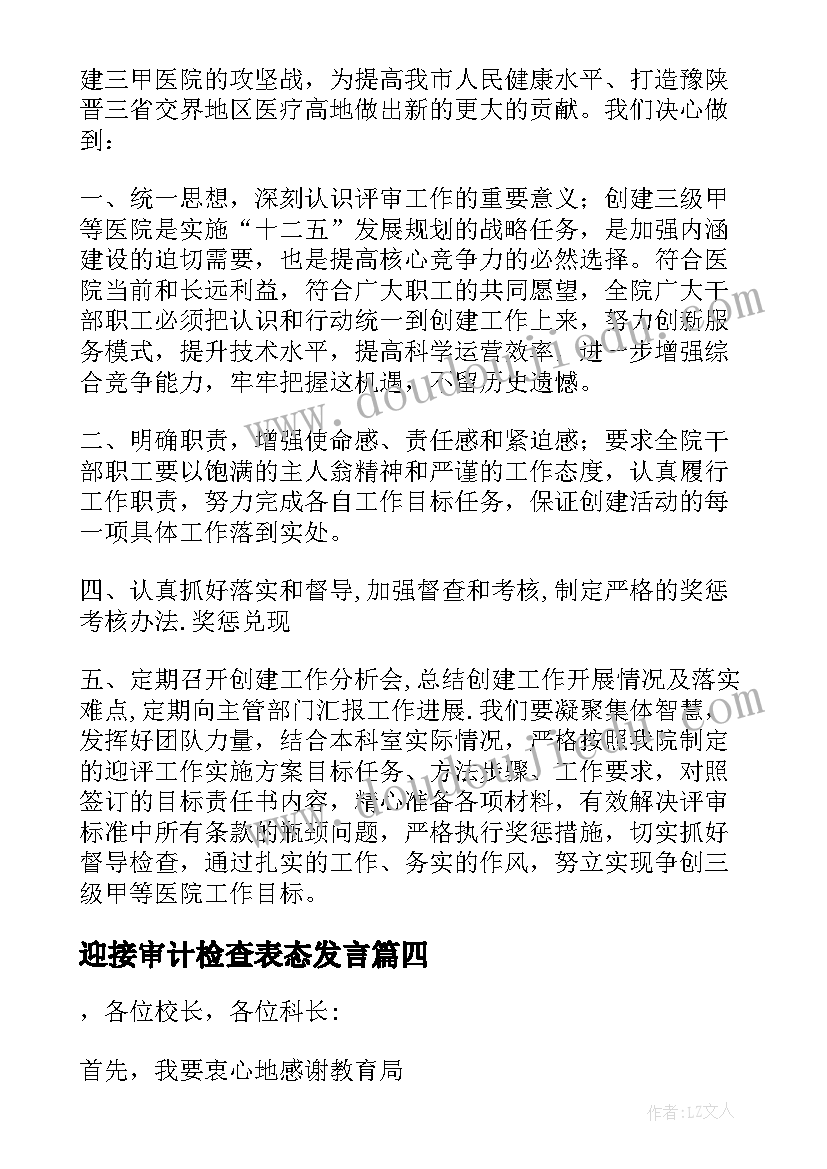 2023年迎接审计检查表态发言(大全8篇)