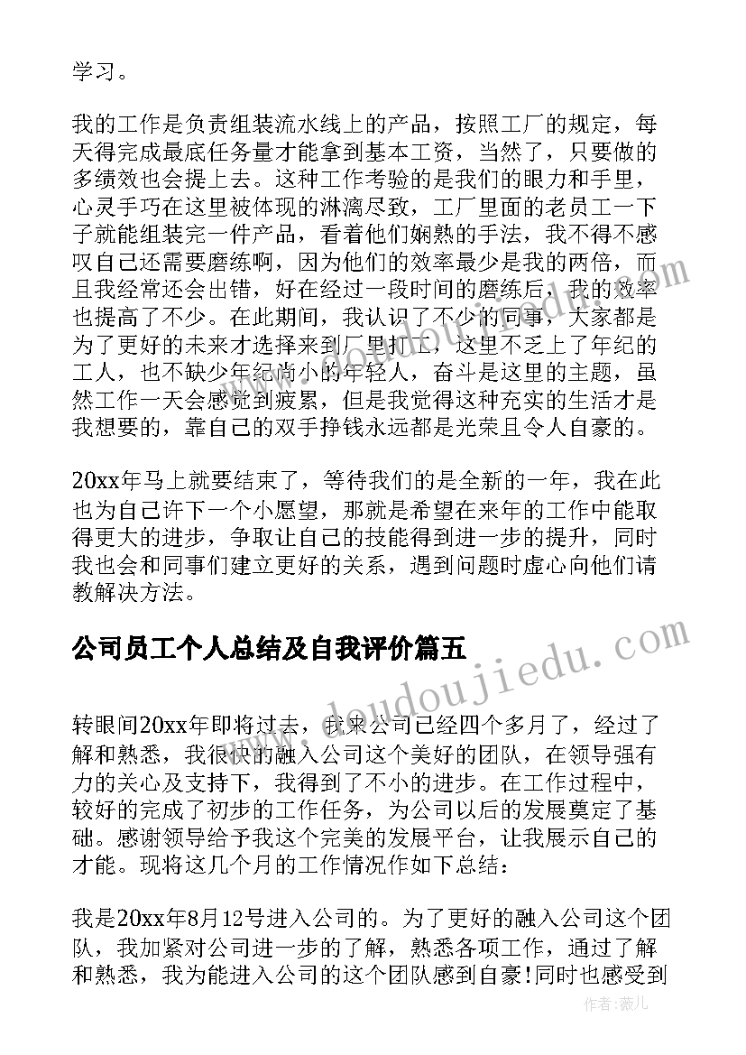 公司员工个人总结及自我评价 公司新员工个人总结(大全12篇)