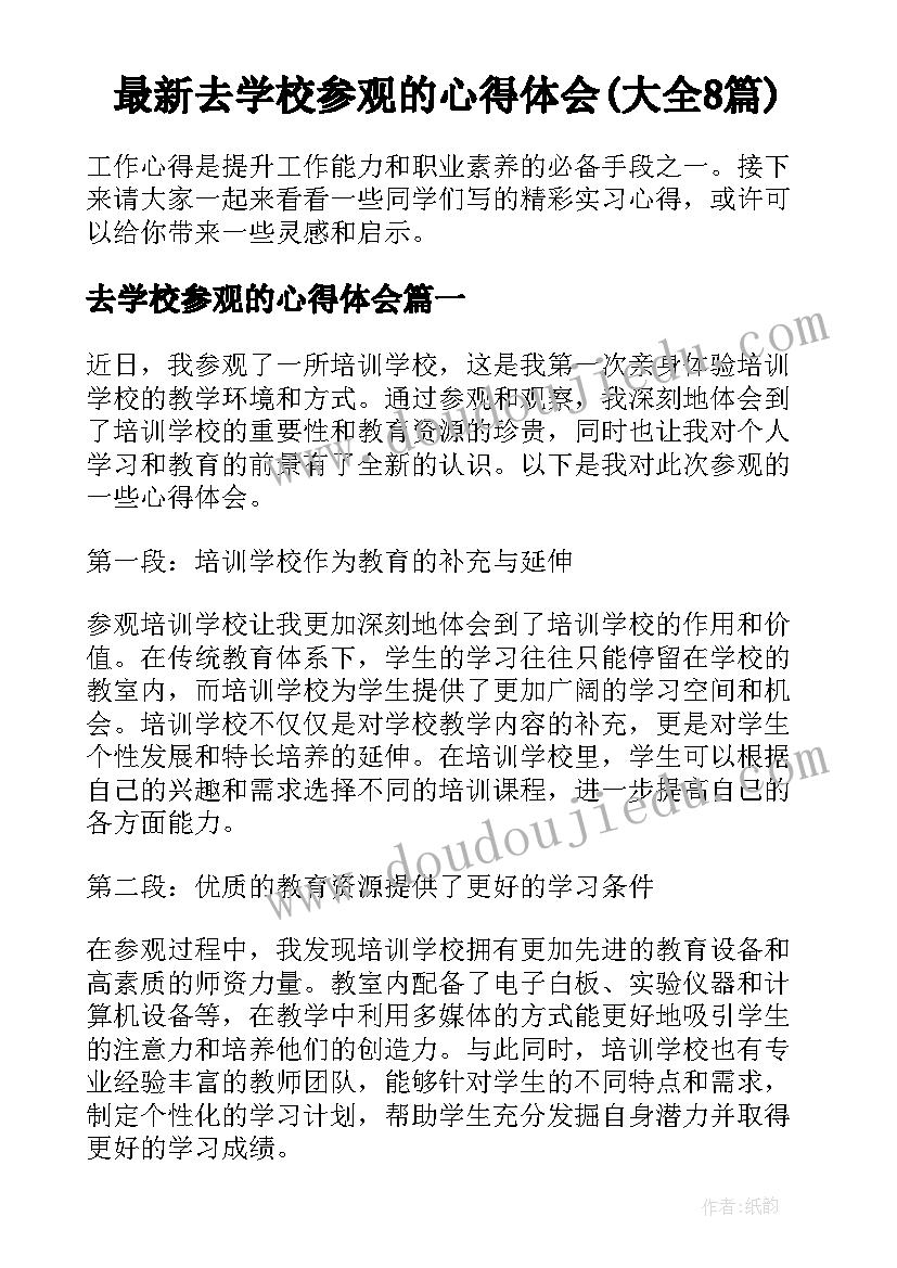 最新去学校参观的心得体会(大全8篇)