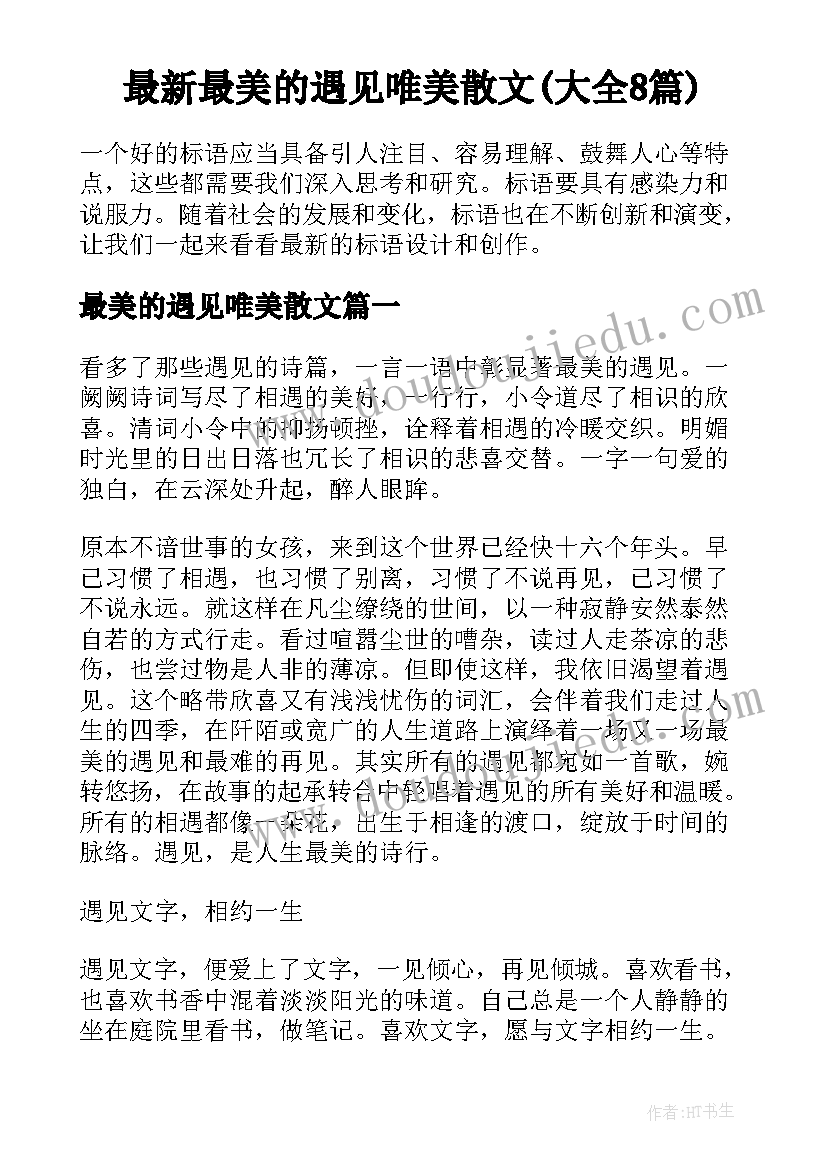 最新最美的遇见唯美散文(大全8篇)