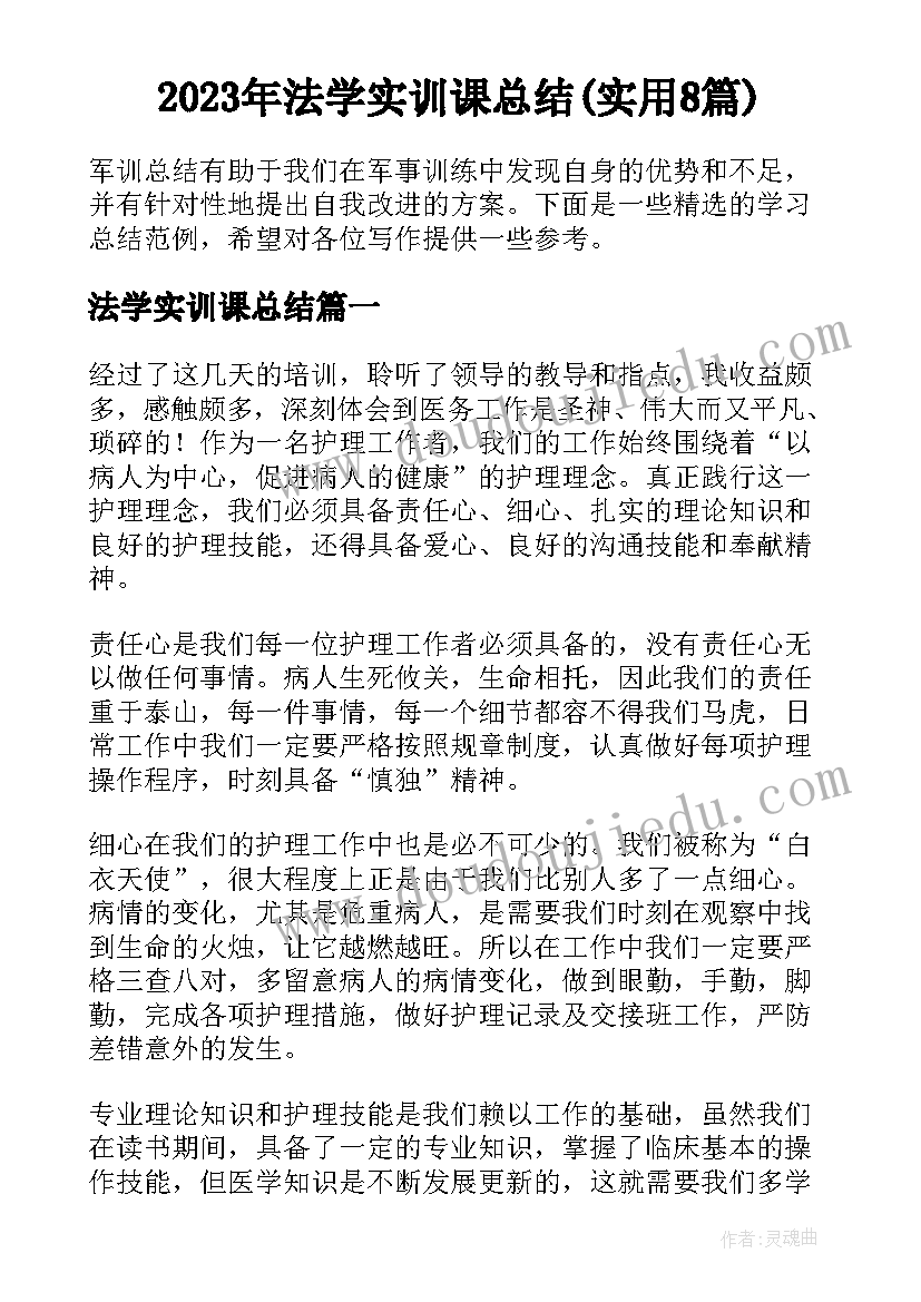 2023年法学实训课总结(实用8篇)