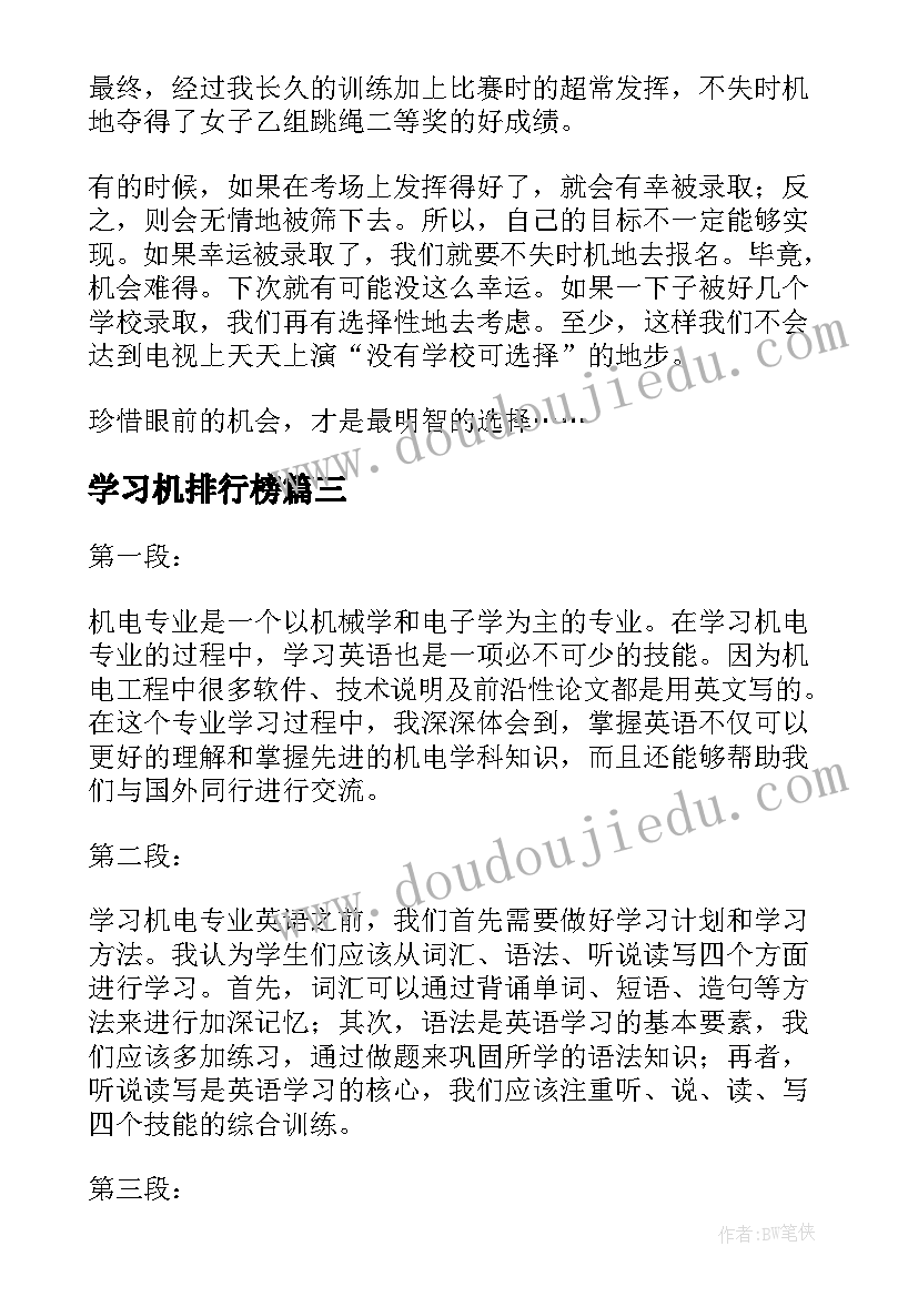 2023年学习机排行榜 学习机电专业英语心得体会(实用15篇)