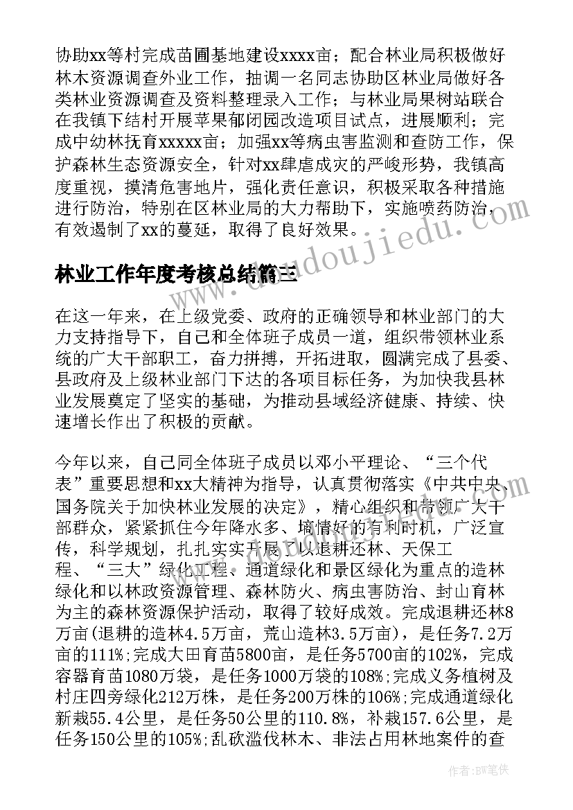 最新林业工作年度考核总结 林业年度考核个人工作总结(精选17篇)