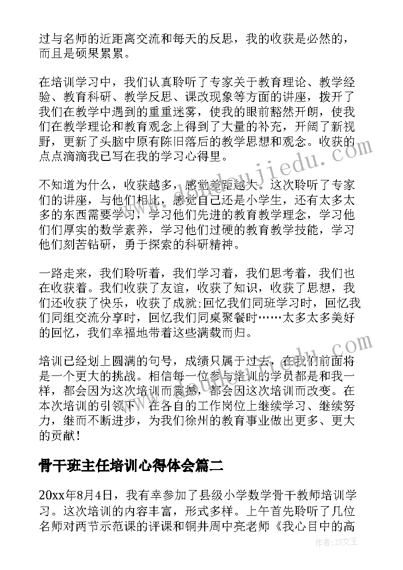 2023年骨干班主任培训心得体会(模板16篇)
