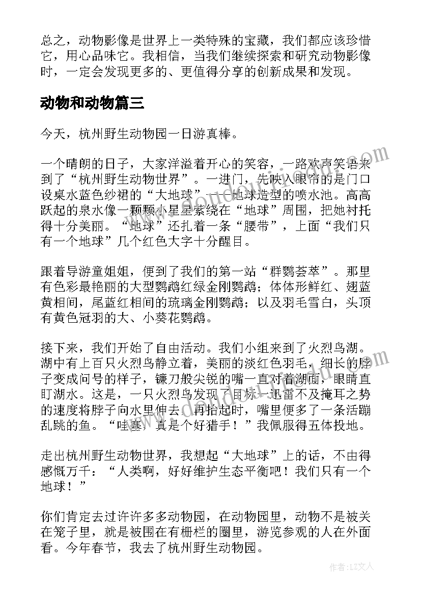 动物和动物 动物影像心得体会(模板8篇)