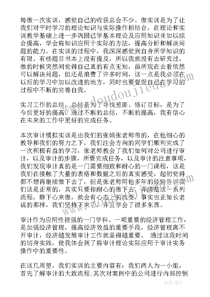 最新审计实训的个人心得体会总结 审计实训的个人心得体会(精选8篇)