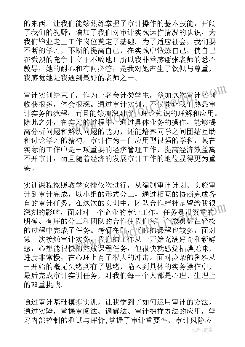 最新审计实训的个人心得体会总结 审计实训的个人心得体会(精选8篇)