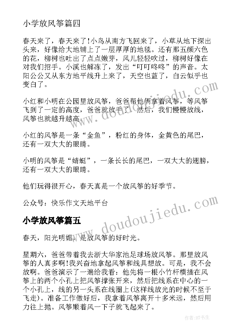 2023年小学放风筝 小学生放风筝日记(精选9篇)