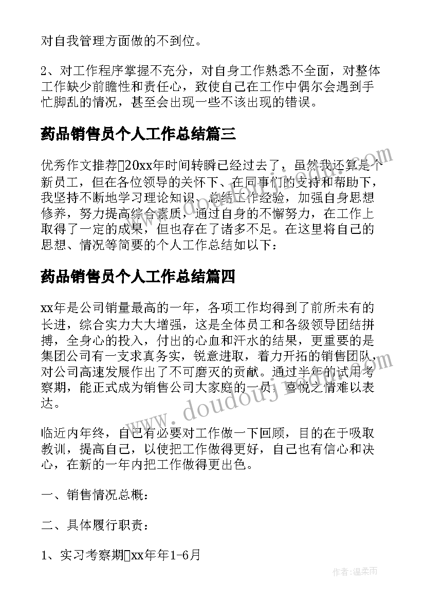 2023年药品销售员个人工作总结 销售员年终个人工作总结(大全10篇)