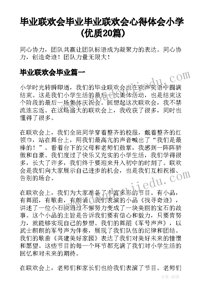 毕业联欢会毕业 毕业联欢会心得体会小学(优质20篇)