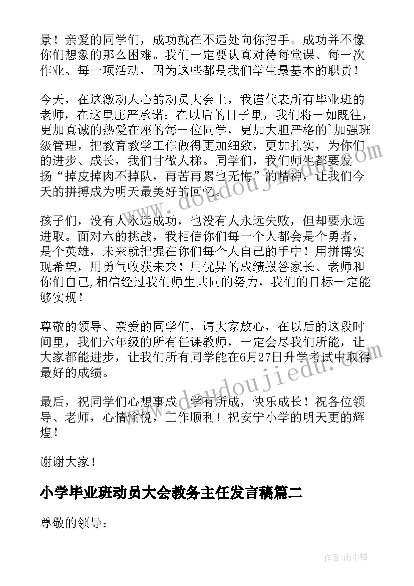 最新小学毕业班动员大会教务主任发言稿(优质17篇)