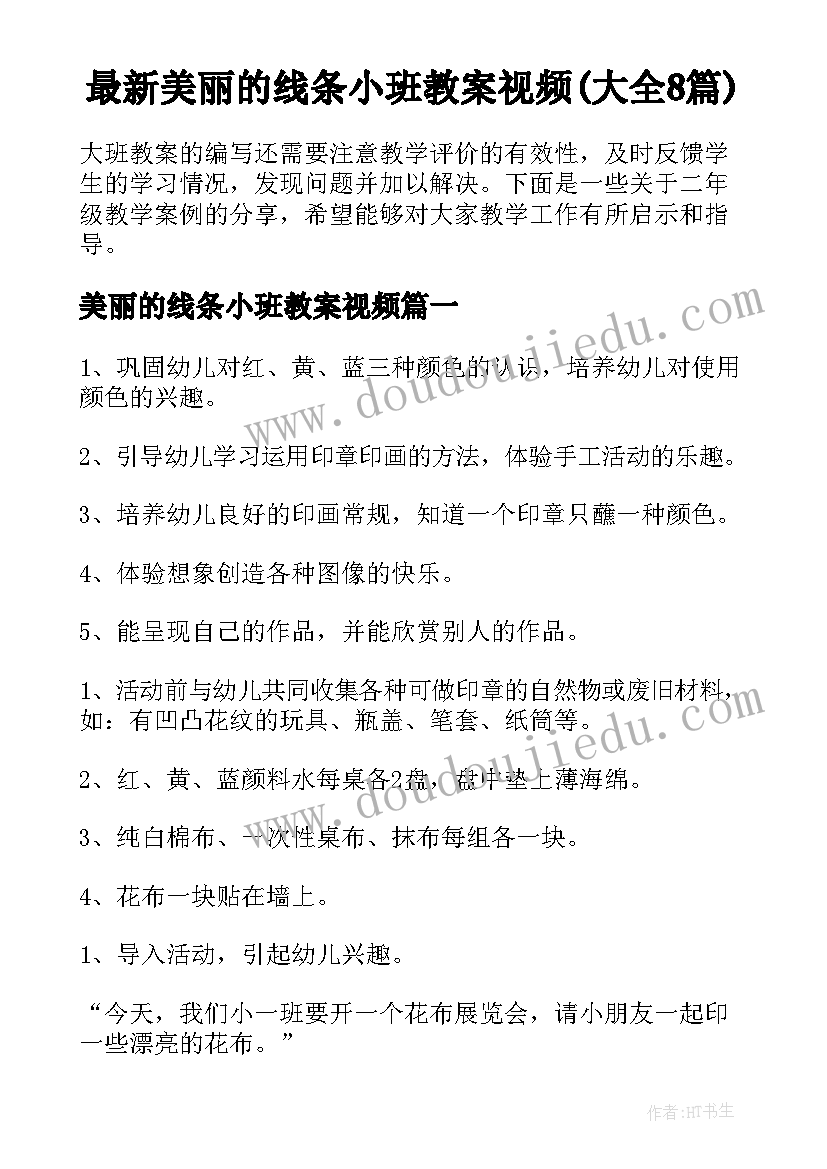 最新美丽的线条小班教案视频(大全8篇)