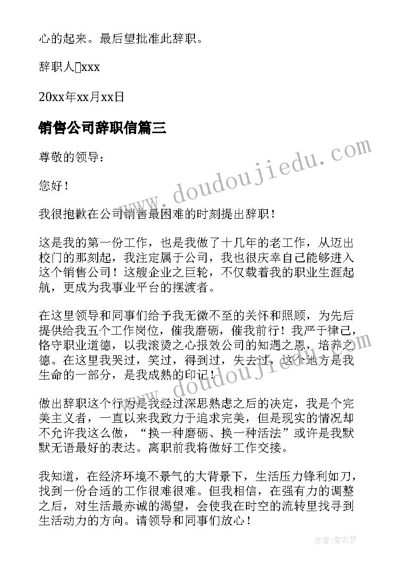 销售公司辞职信(通用14篇)