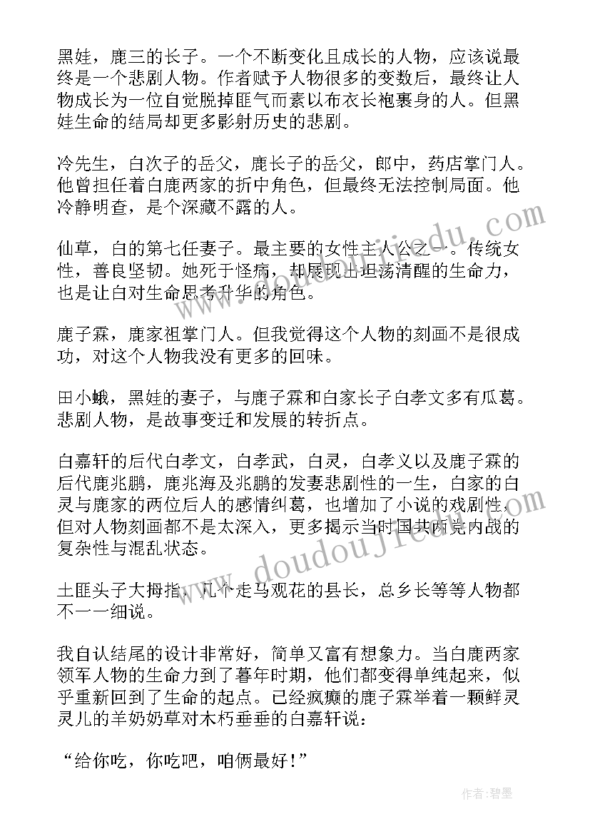 2023年白说这本书讲了 长篇小说白鹿原读后感(实用8篇)