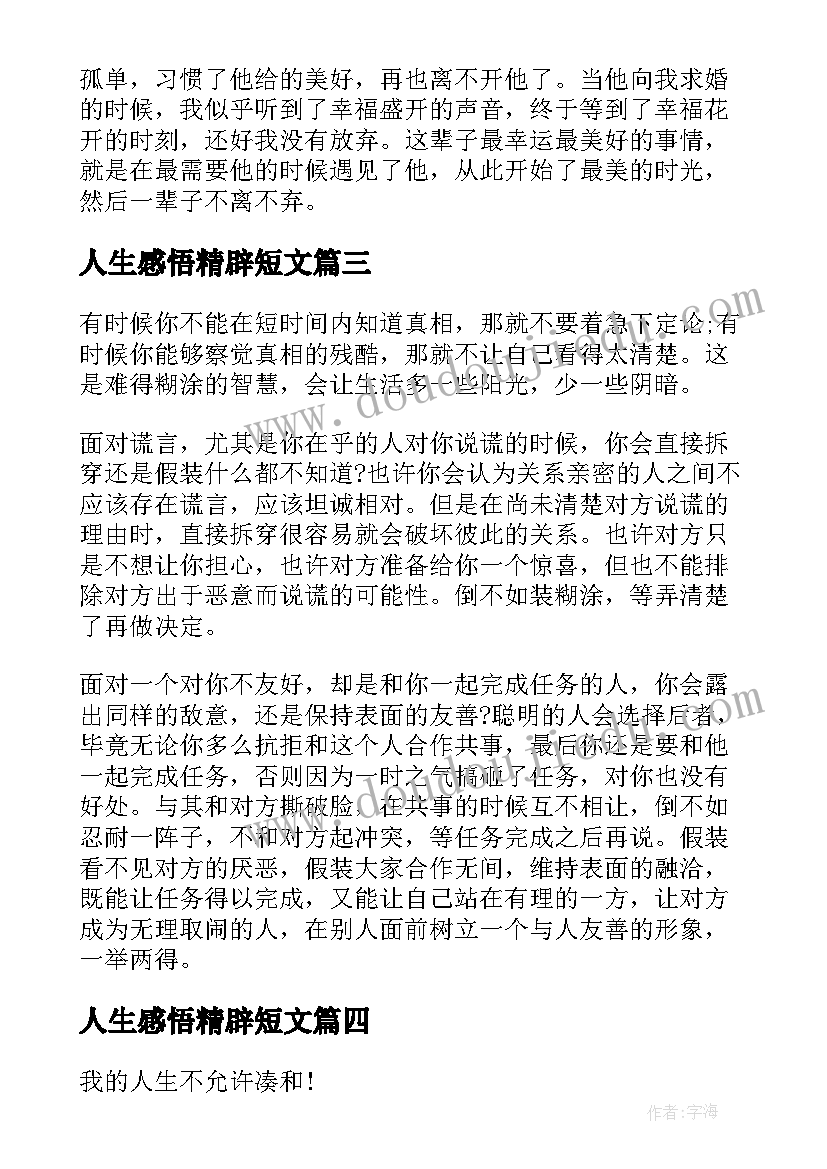 2023年人生感悟精辟短文(精选9篇)