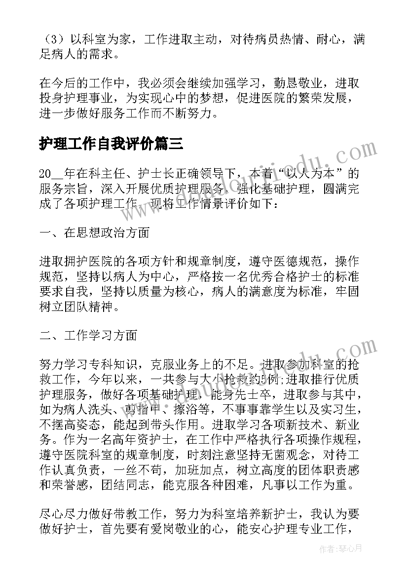 2023年护理工作自我评价(实用8篇)