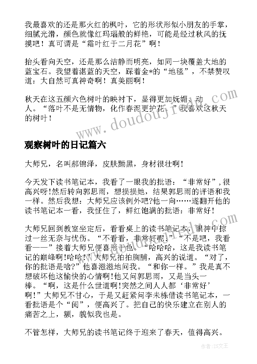 最新观察树叶的日记(通用8篇)