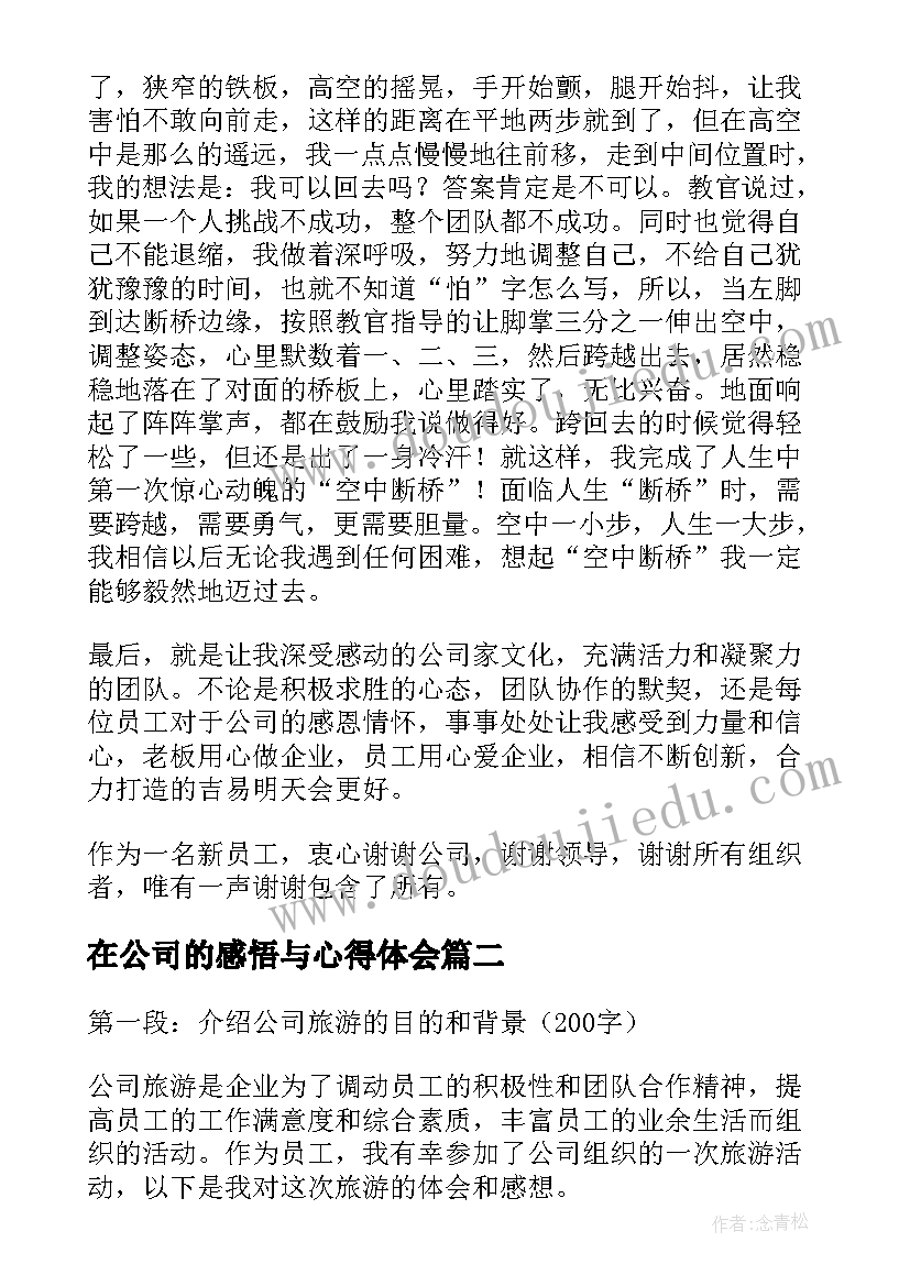 2023年在公司的感悟与心得体会(大全8篇)