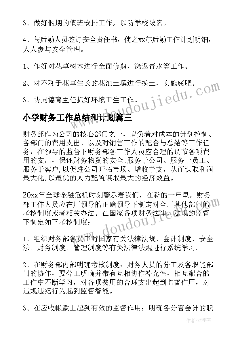 2023年小学财务工作总结和计划(汇总10篇)