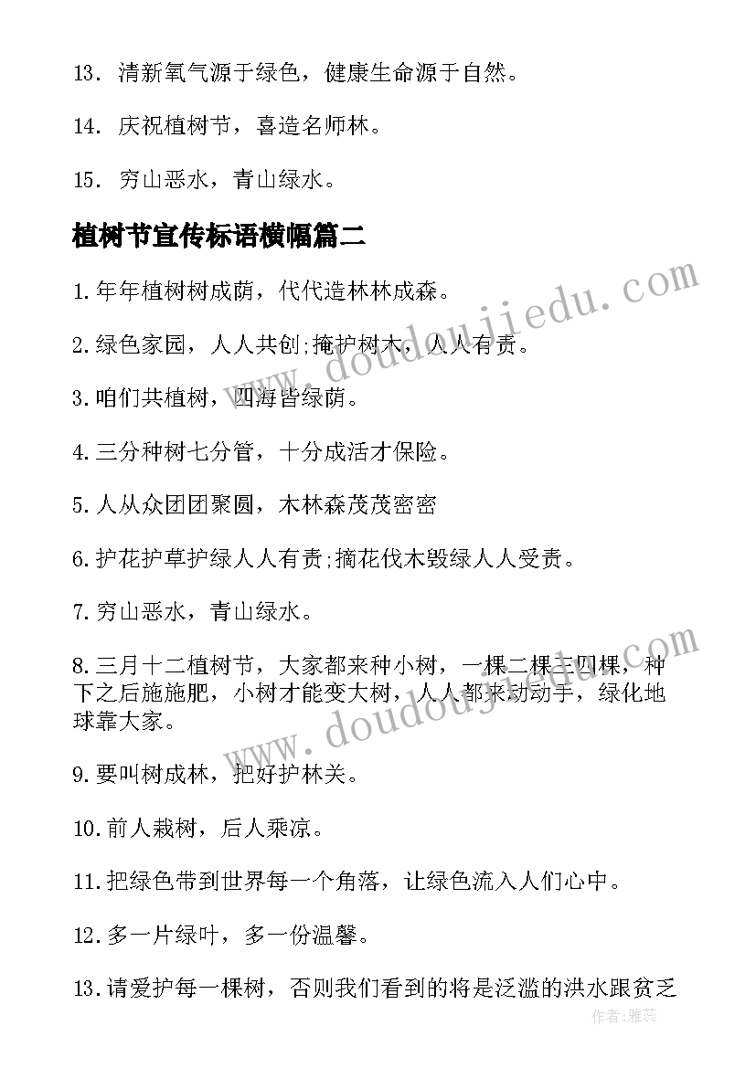 2023年植树节宣传标语横幅(实用10篇)