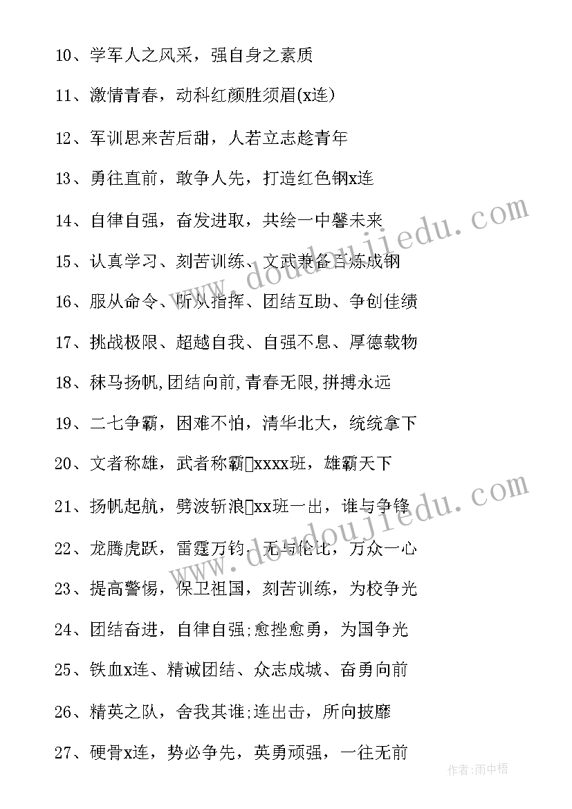 2023年军训团队口号霸气押韵四字 团队军训口号霸气押韵(实用11篇)