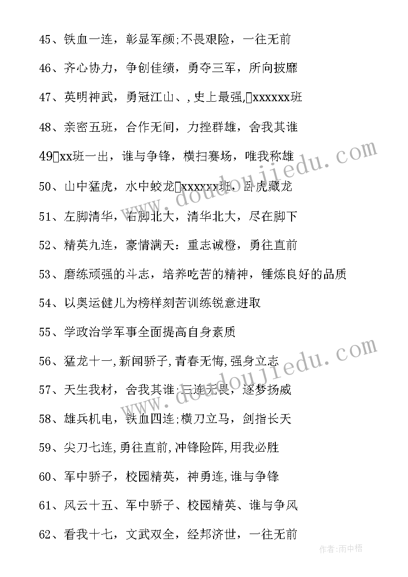 2023年军训团队口号霸气押韵四字 团队军训口号霸气押韵(实用11篇)