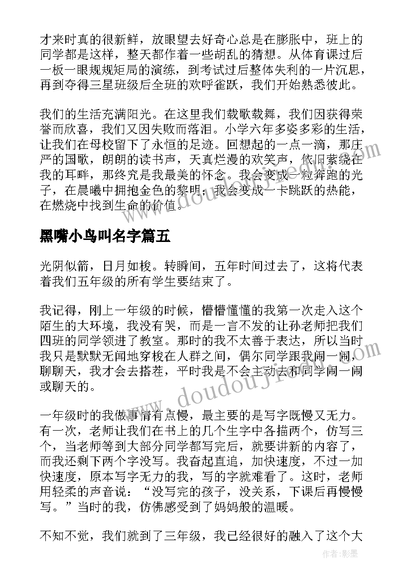 最新黑嘴小鸟叫名字 小学生防火心得体会(精选10篇)