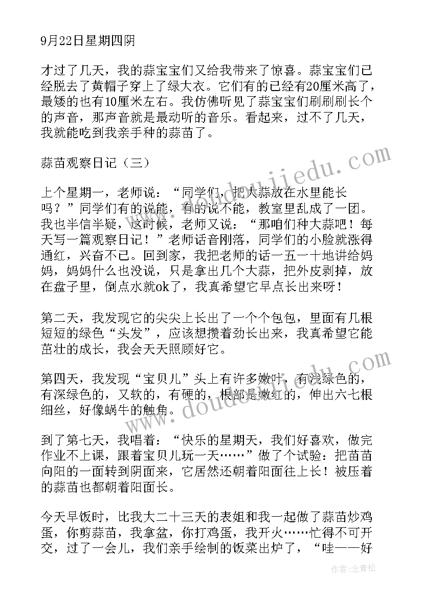 观察日记蒜苗(精选18篇)