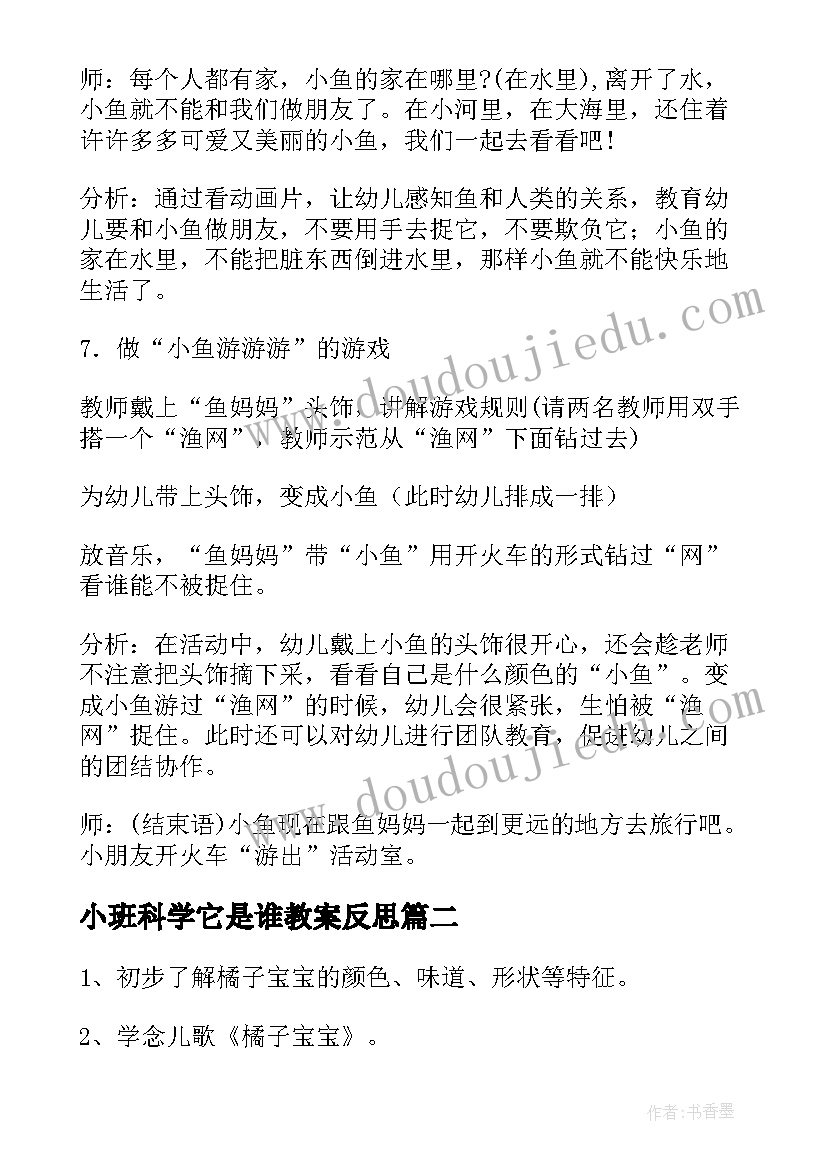 小班科学它是谁教案反思(模板13篇)