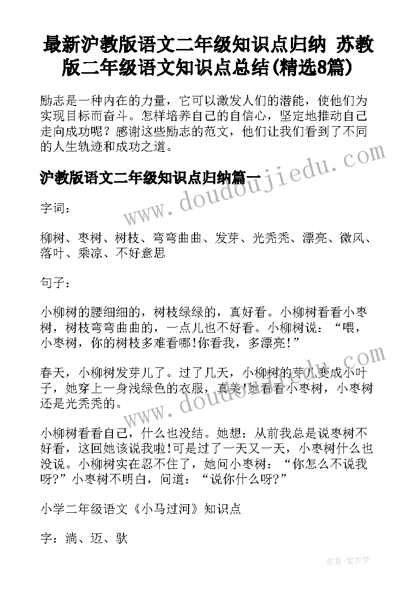 最新沪教版语文二年级知识点归纳 苏教版二年级语文知识点总结(精选8篇)