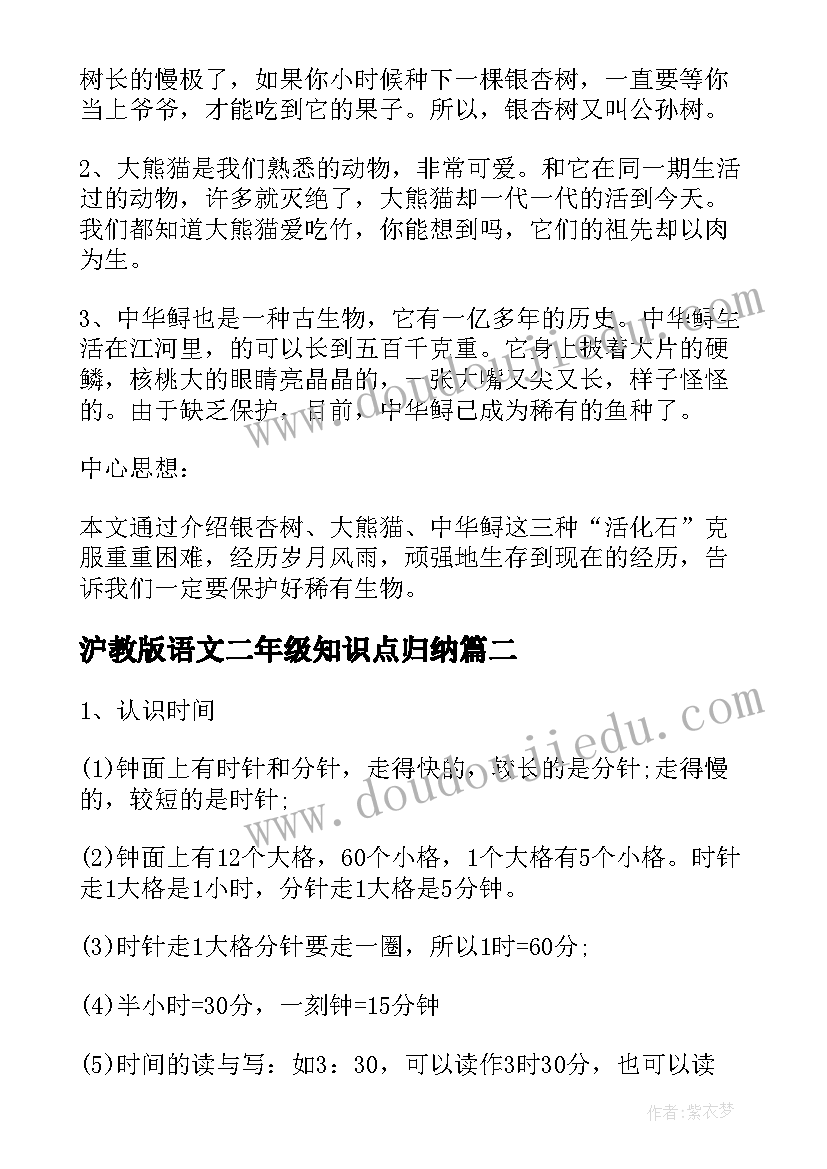 最新沪教版语文二年级知识点归纳 苏教版二年级语文知识点总结(精选8篇)