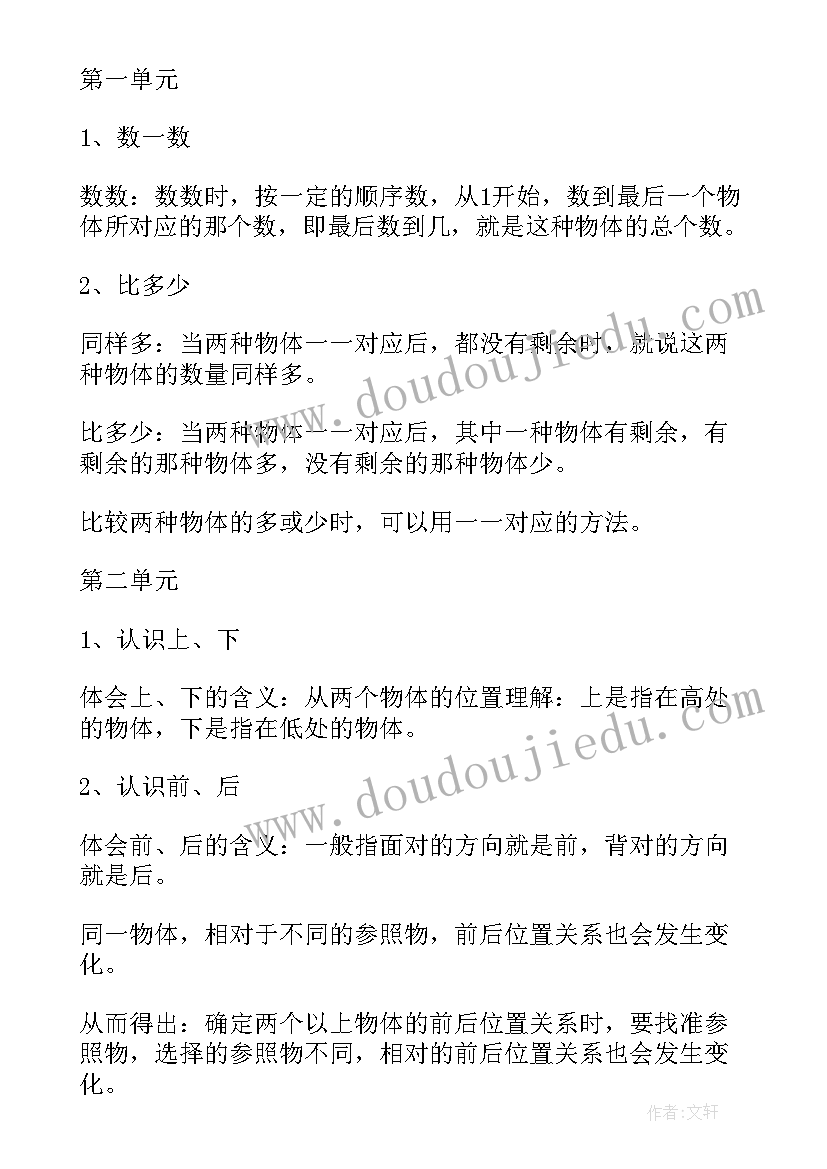 最新部编版六年级数学知识点归纳总结 部编版一年级数学知识点(大全18篇)