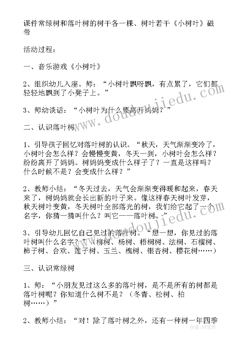 2023年幼儿园大班树叶分类教案设计(精选18篇)