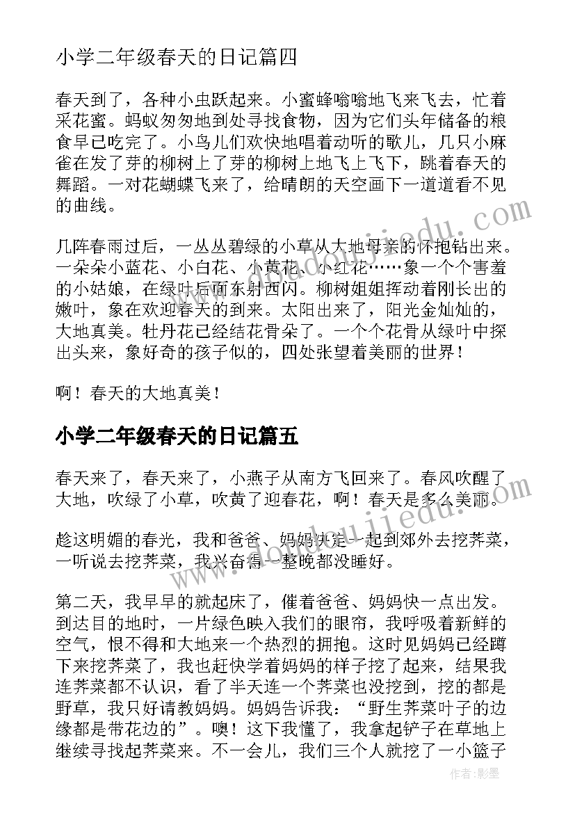 2023年小学二年级春天的日记(优秀17篇)