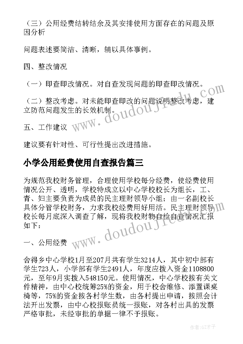 小学公用经费使用自查报告(实用8篇)