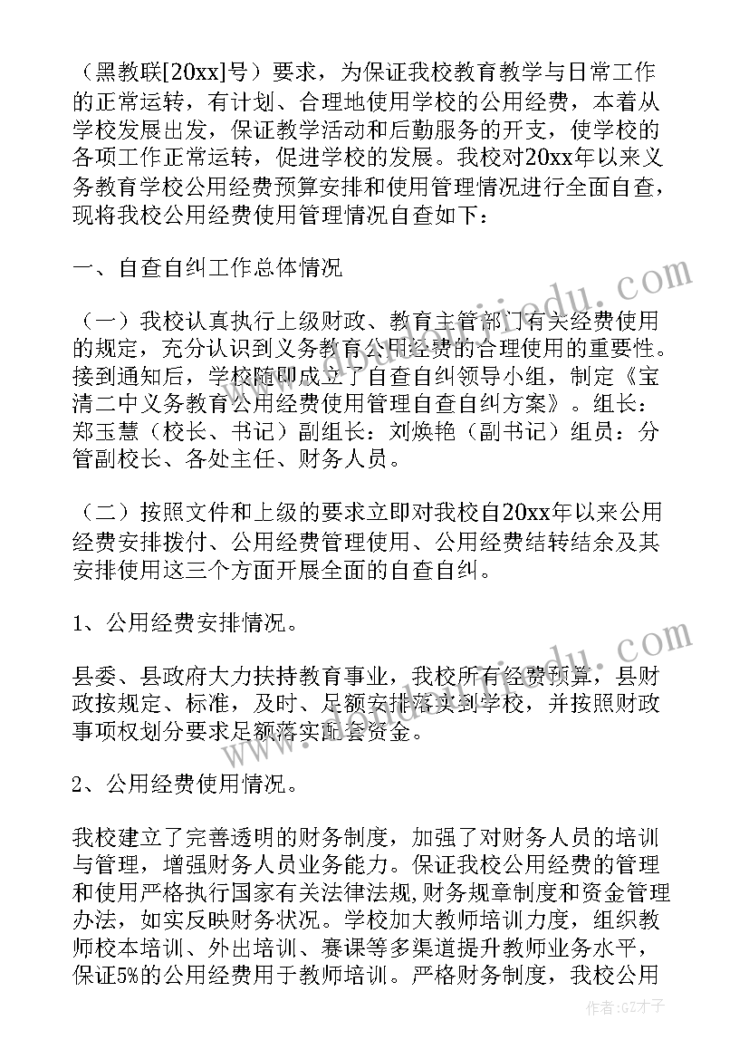 小学公用经费使用自查报告(实用8篇)