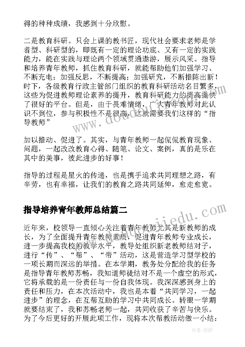 指导培养青年教师总结(精选18篇)