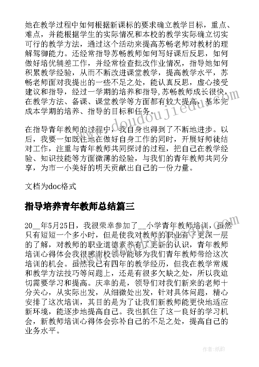 指导培养青年教师总结(精选18篇)