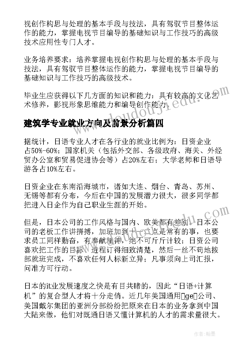 建筑学专业就业方向及前景分析 参考资料临床医学专业就业前景和就业方向(模板9篇)