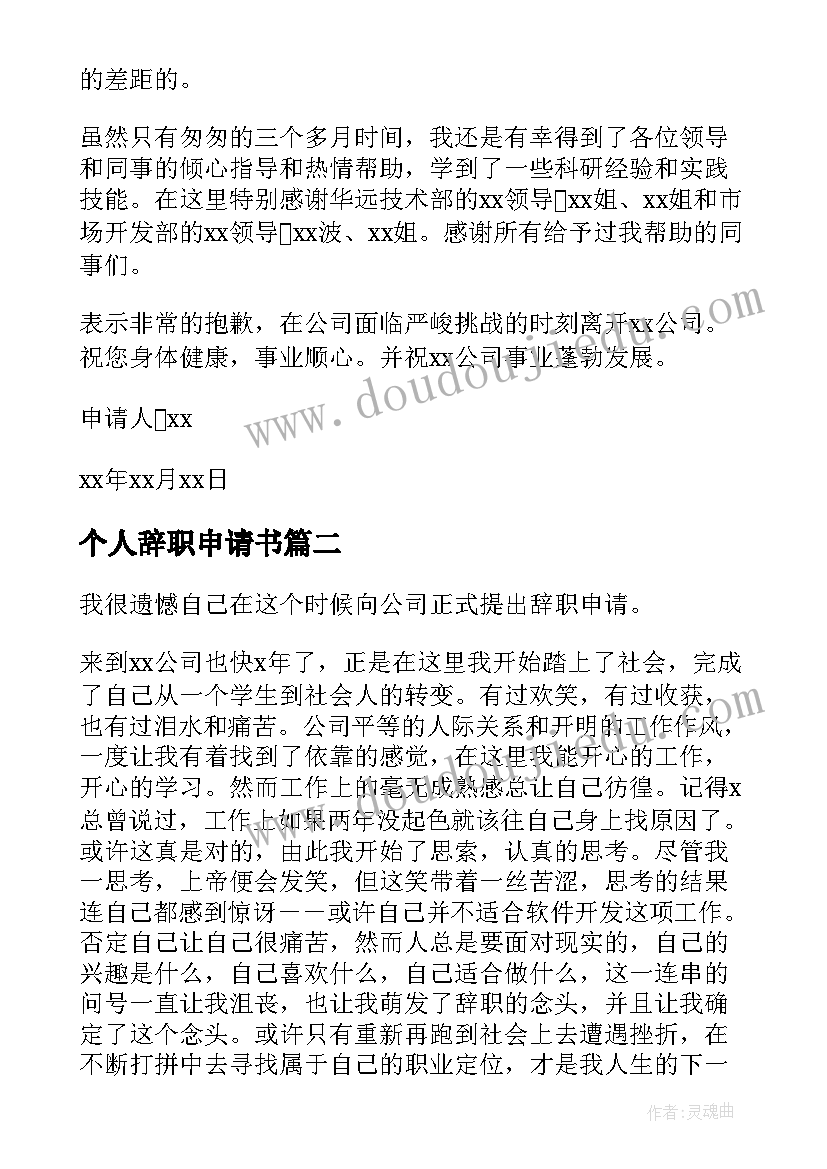 2023年个人辞职申请书(优秀9篇)