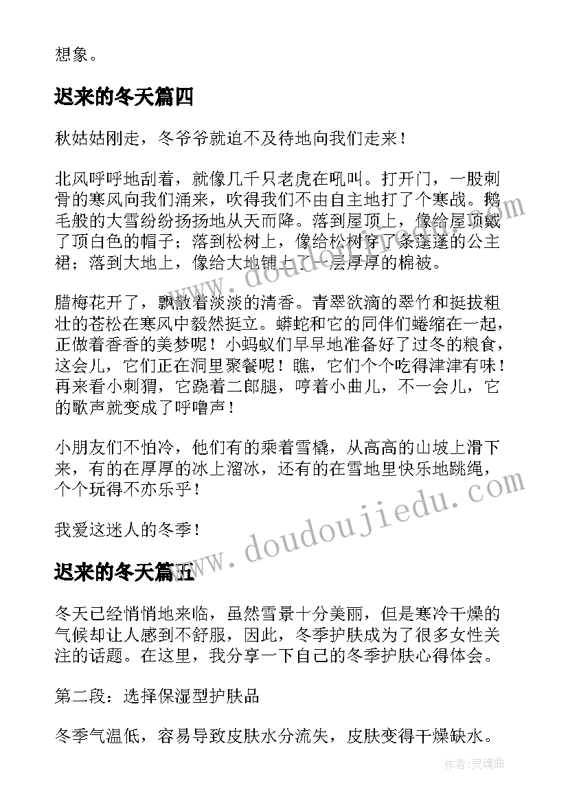 2023年迟来的冬天 冬天护肤心得体会(优秀16篇)