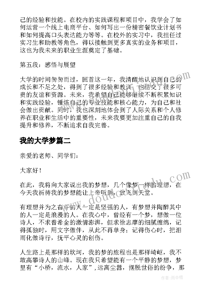 2023年我的大学梦 我的这一年大学心得体会(模板17篇)