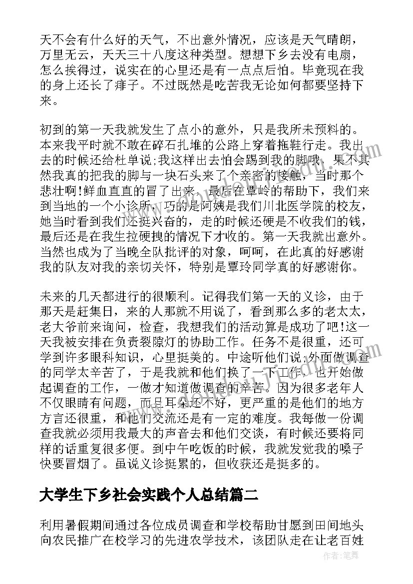 大学生下乡社会实践个人总结(精选17篇)